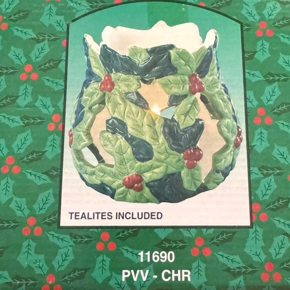 Set of 6 Vtg Holiday Christmas Votive Holders w/Tealites Sealed Box 3"H